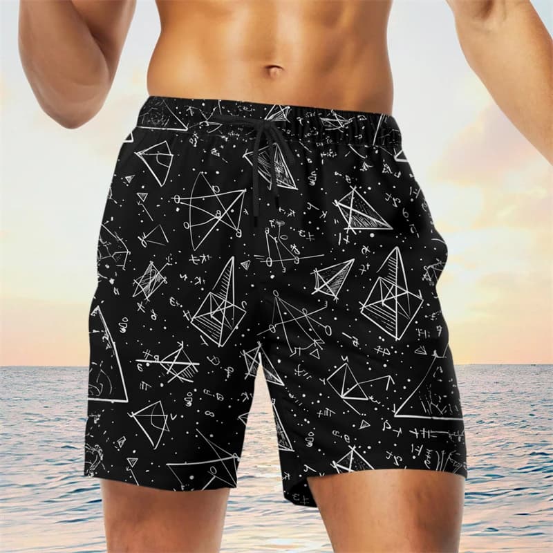 Funny Mathematics Class Graphic Beach Shorts For Men Fashion Summer Vacation 3D Printed Kids Swim Trunks Casual Loose Short Pant