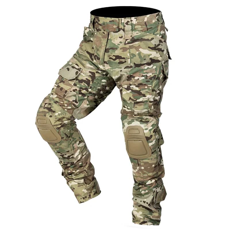 Pantaloni da Combattimento per Uomo, Pantaloni Sportivi con Protezioni per le Ginocchia, Tattici Cargo Mimetici per Allenamento, Trekking e Caccia, Resistenti all'Usura