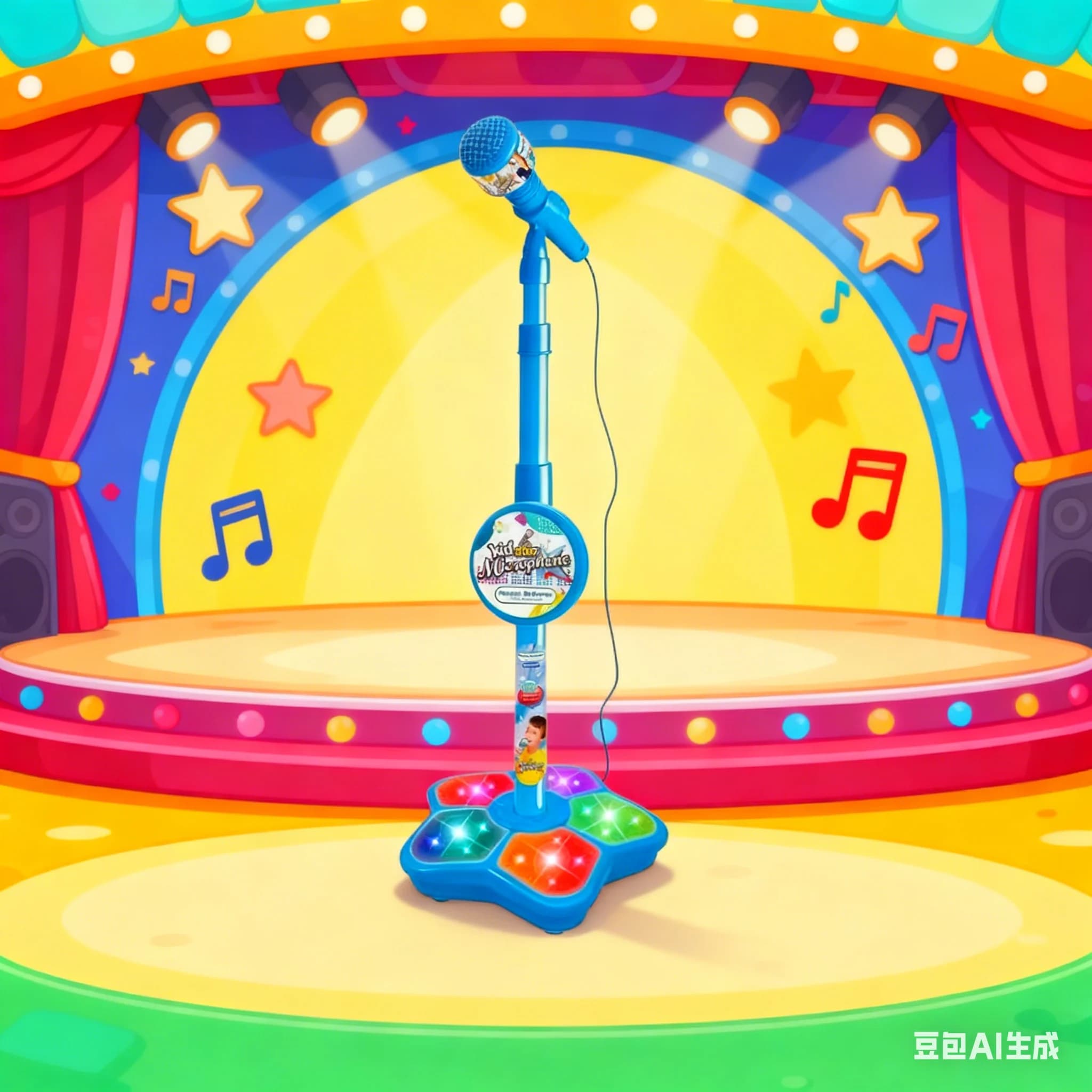 Microfono verticale colorato per microfono da karaoke all-in-one per bambini con musica e luci Macchina per karaoke portatile per bambini