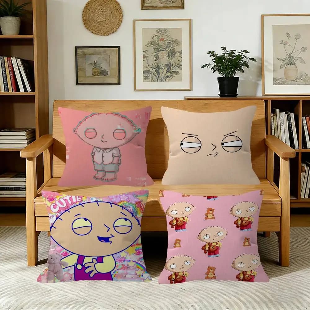 Federa per cuscino personalizzata con personaggio dei cartoni animati Stewie, simpatica e divertente, per la cameretta dei bambini, decorazione per feste a tema selvaggio, regalo per compleanno o baby shower.