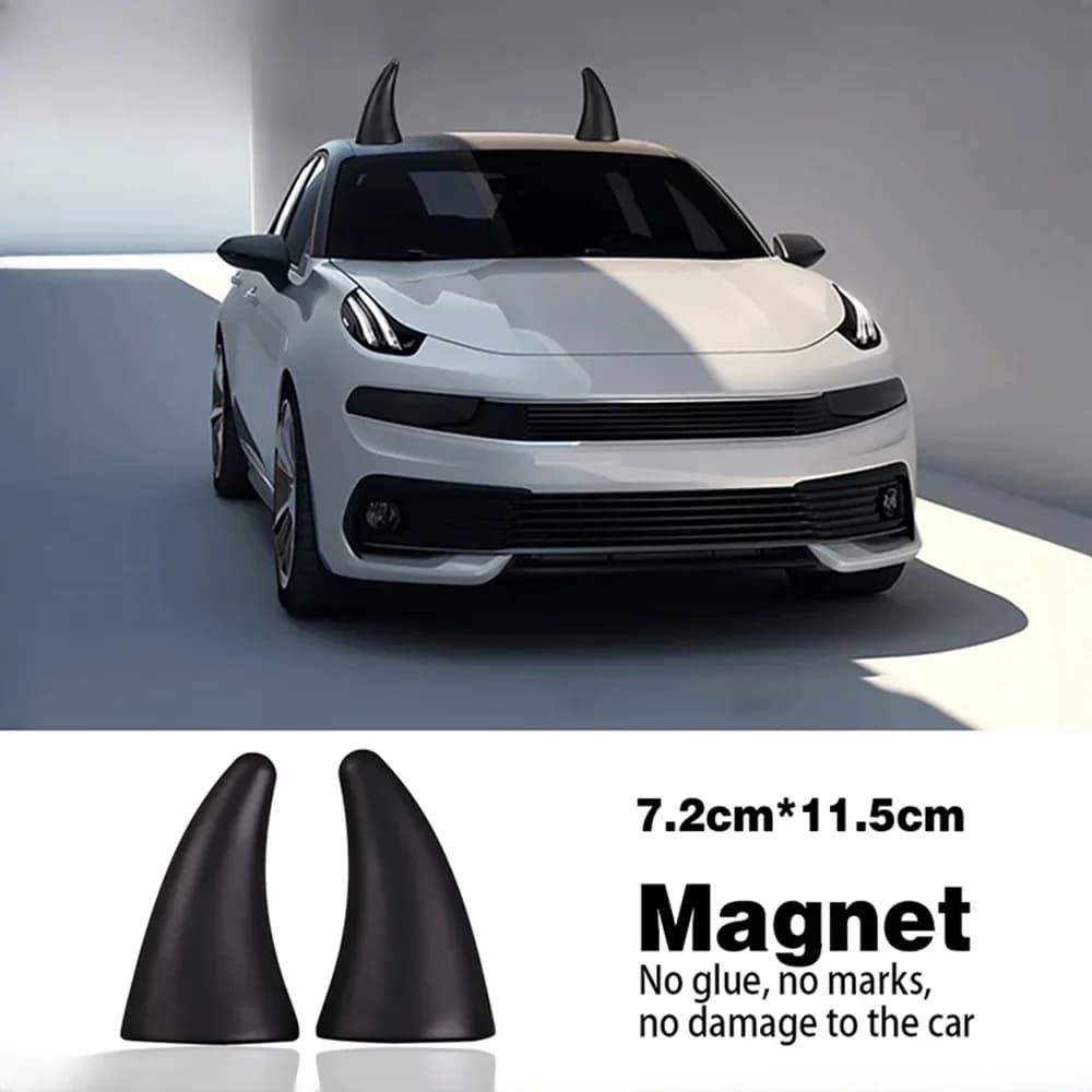 1/2 Pezzi Adesivi 3D a Forma di Corna del Diavolo per Tetto Auto | Decorazione Stereo Creativa e Carina | Adesivo per Esterni di Veicoli