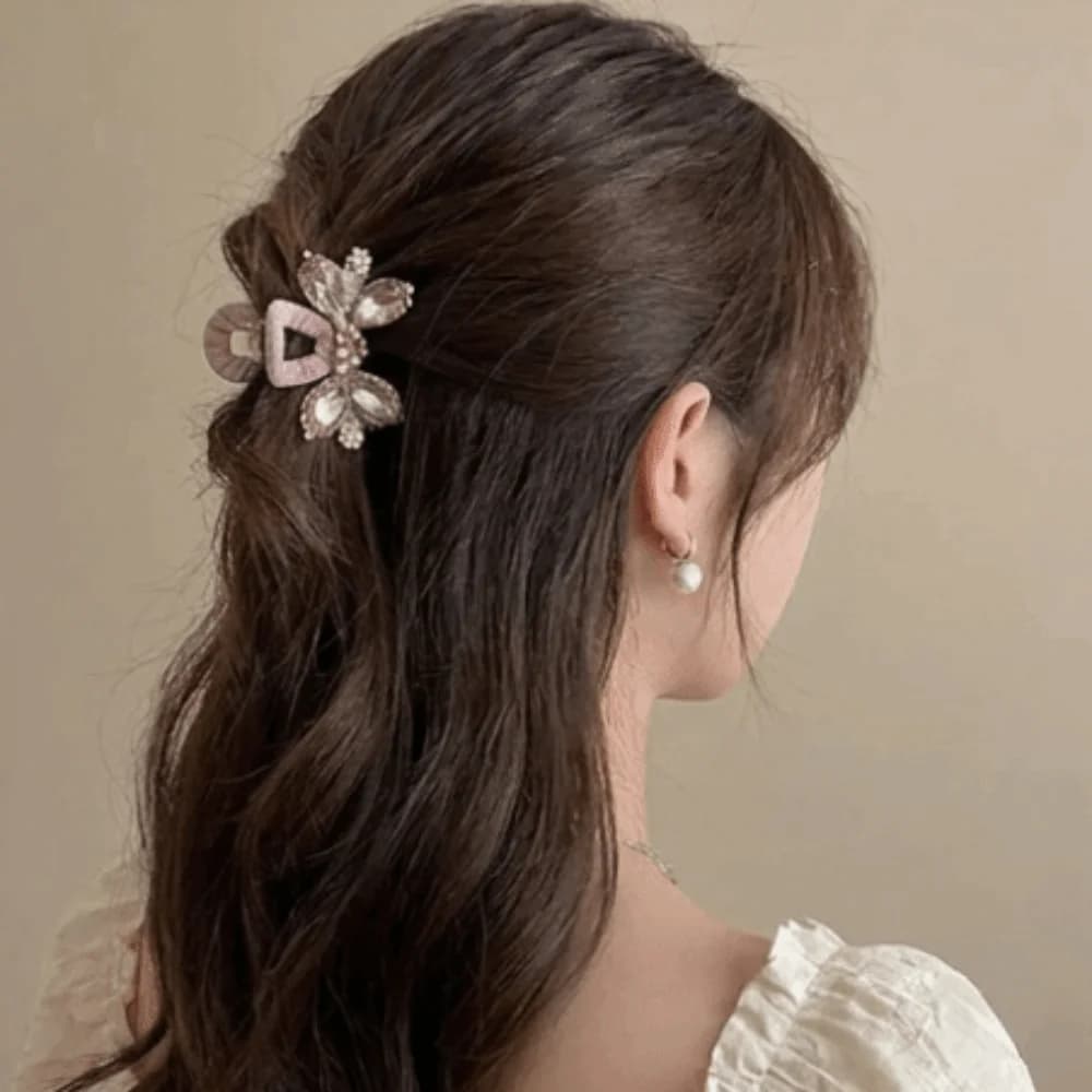 New Alloy Bow Hair Claw Exquisite Luxury Mini Side Clip Effortless Colorful Crystal Forehead Bangs Clip Half Updo