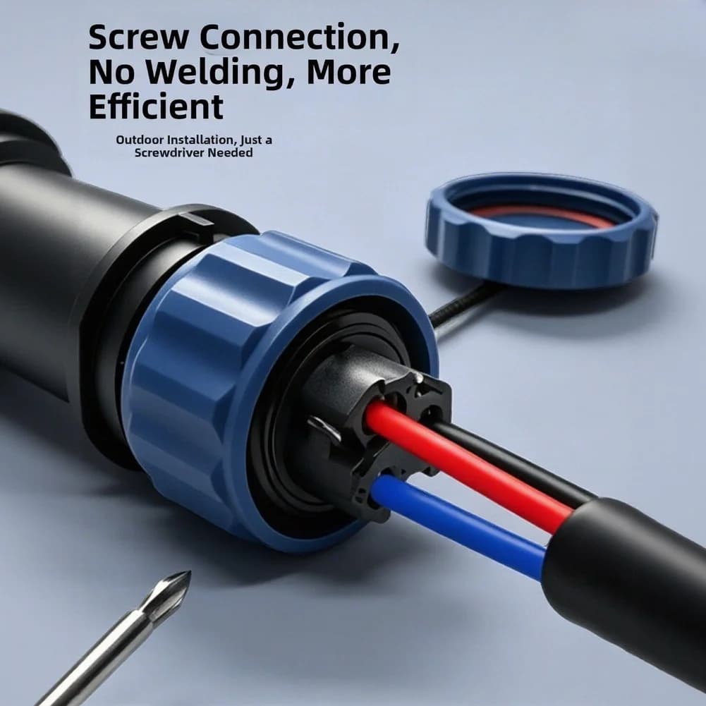 LD20 IP68 Waterproof Connector Quick Male Female Socket 2-5 Core 25A Aviation Plug= For Solar Panel Outdoor Wiring System