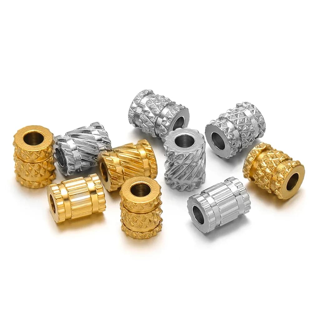 20 pezzi PVD oro acciaio inossidabile perline con foro grande tubo distanziatore allentato per collana braccialetto fai da te che realizza risultati di gioielli all'ingrosso