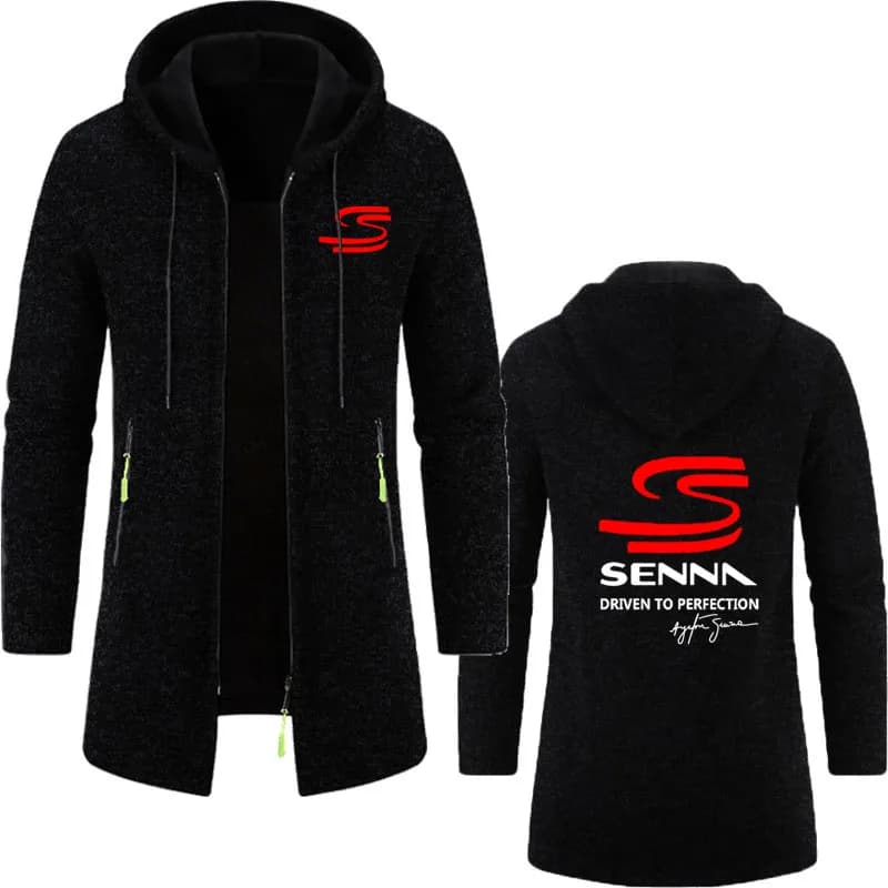 2025 long hoodie Ayrton Senna print Spring autumn men's sweatshirt fashion casual loose Comfort plus size men's cardigan top