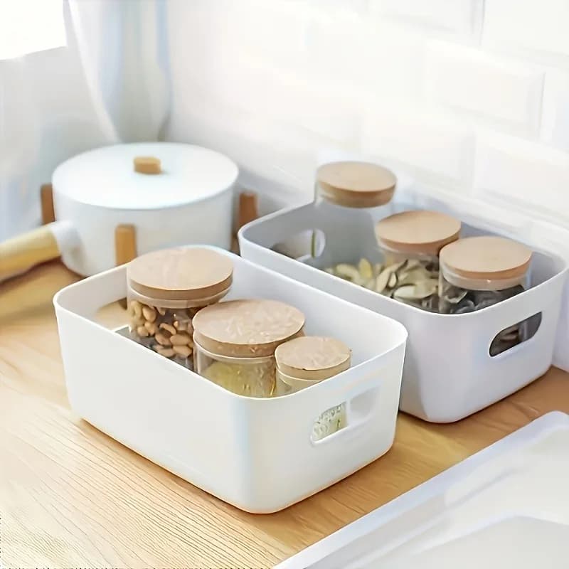 Stackable Storage Box - Plastic Open Container, Suitable For Home, Kitchen, Bathroom, Dormitory Organizing, Home Storage Basket.