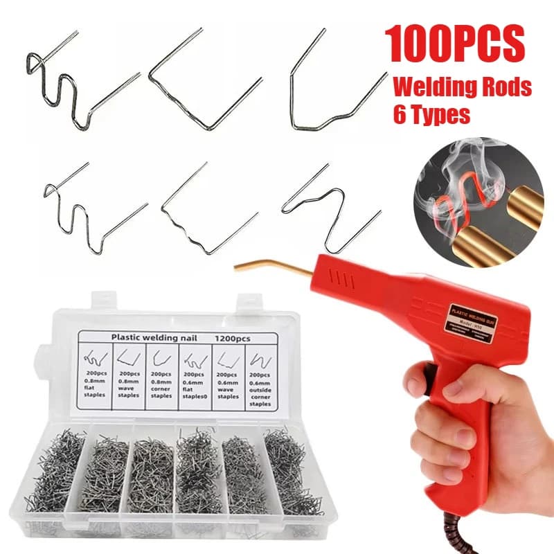100 Pezzi Chiodi in Plastica per Riparazione Paraurti Auto, 6 Tipi, Accessori per Saldatrice a Caldo e Graffatrice