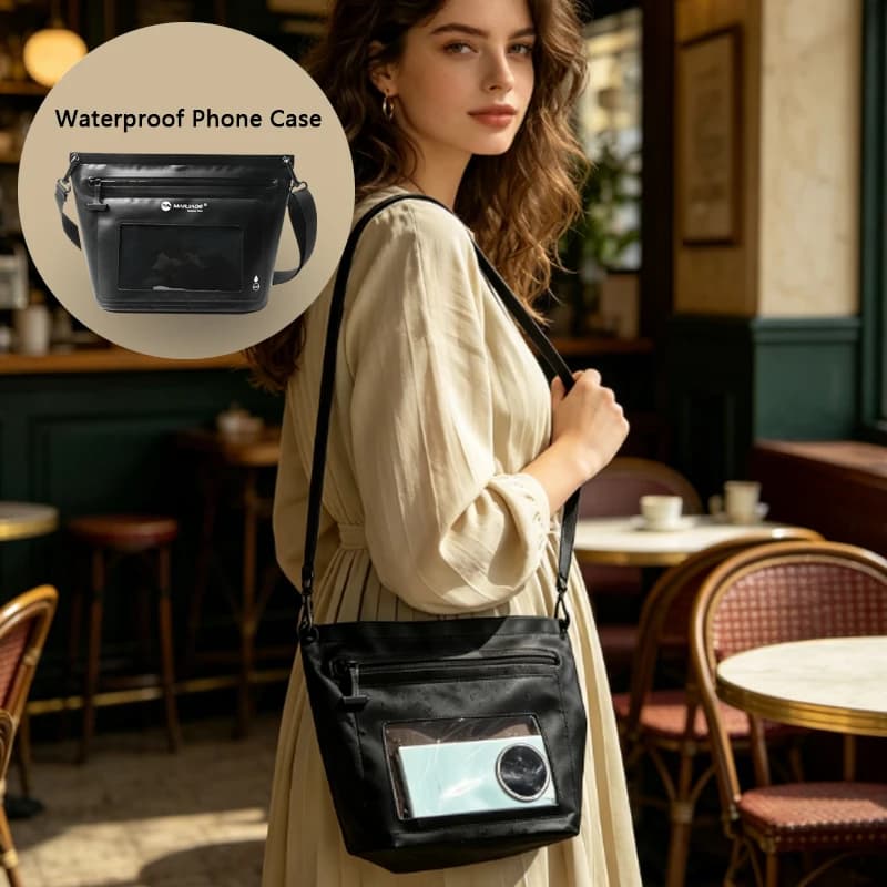 1pcs Waterproof Touch Screen Phone Pouch,Crossbody Dry Bag with Shoulder Strap for Swimming,Kayaking,Beach,River