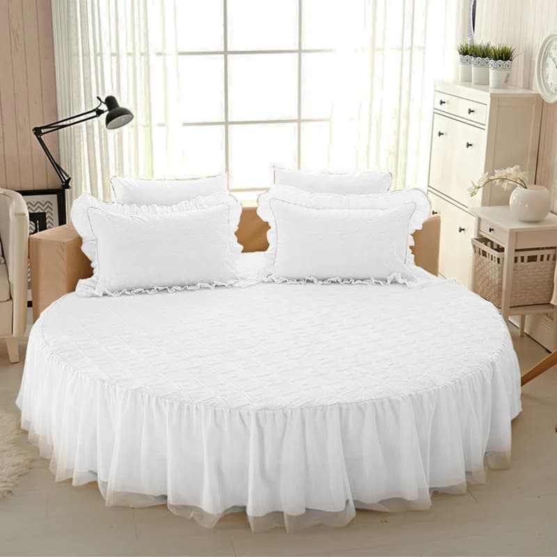 Bed linen with round corners Cotton quilted bed linen Non-slip mattress Hotel Home Romantic bed linen Bed skirts with pillowcase