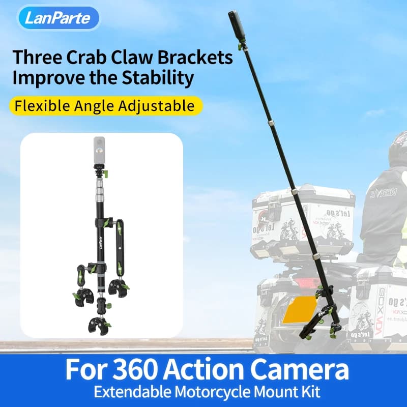 Alluminio moto bicicletta monopiede BrackeSelfie Stick accessori fissi per Gopro per Insta360 Action Camera