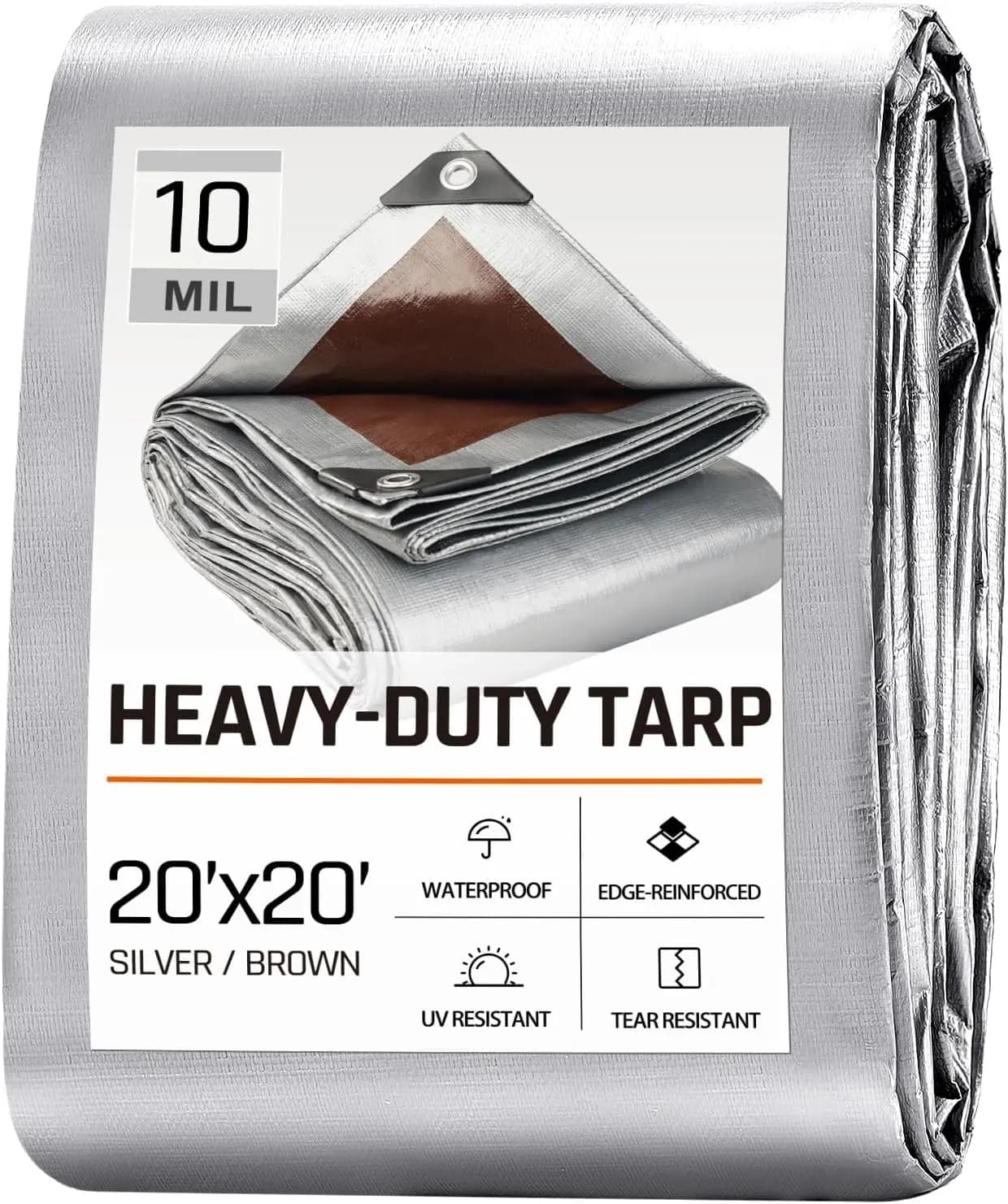 Waterproof Phone 20x20FT, Thickness 10 Mil, Outdoor Furniture Covers for Camping Tents, Tits, Boats, Patio, Swimming Pools