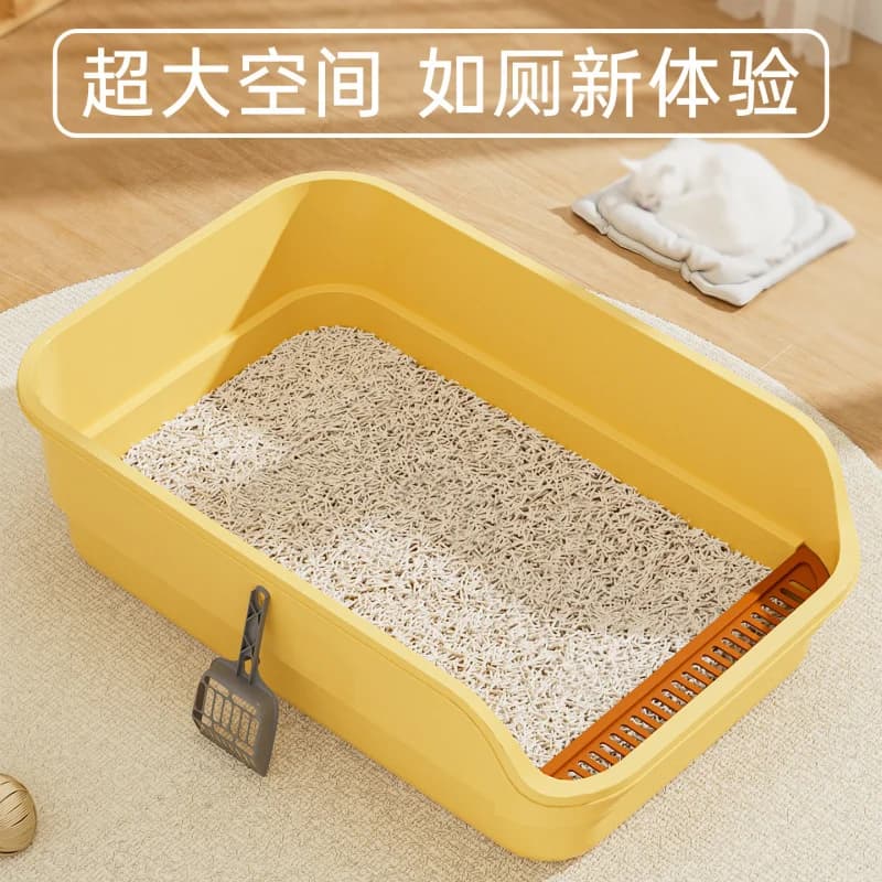 Extra-large cat litter box with high sides, semi-enclosed, splash-proof, deodorizing cat toilet pet supplies