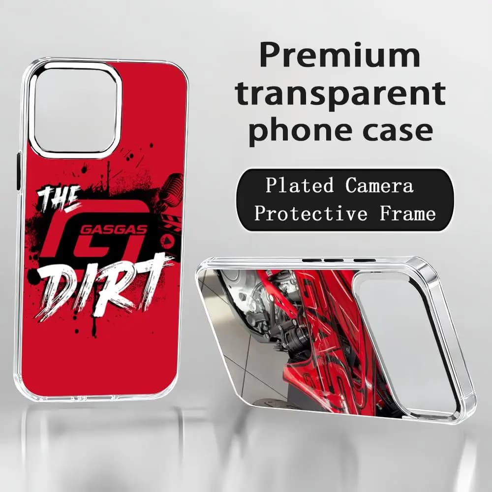 Racing G-GASGAS Phone Case For iPhone17 air 16 15 14 13 12 11 Pro Max Plus Chrome Button Camera Ring Transparent