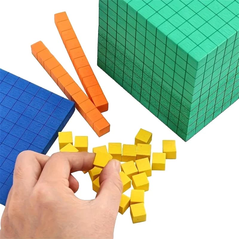 Set Completo di Cubi Base Ten per Bambini, Giocattolo Matematico in Plastica, Cubi per Contare, Gioco Educativo per Bambini