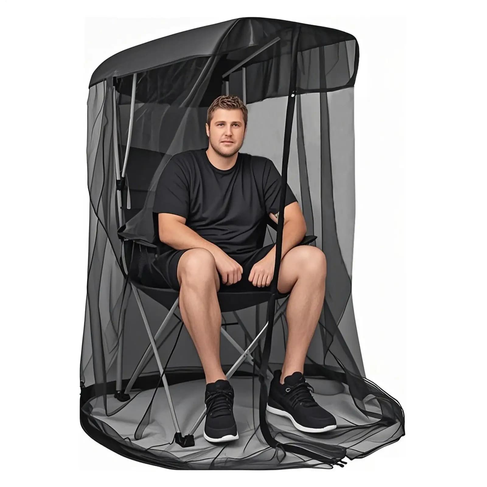 Copertura per Altalena da Esterno Pieghevole Impermeabile con Rete Fine, Tenda Parasole per Veranda, Rete Anti-insetti per Viaggi, Arrampicata, Escursionismo, Pesca, Giardino