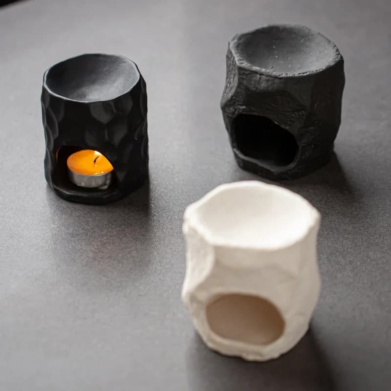 Ceramic Aromatherapy Burner for Spa, Yoga, Bedroom, Tea Room Essential Oil Diffuser & Scented Wax Warmer Geometric Home Decor