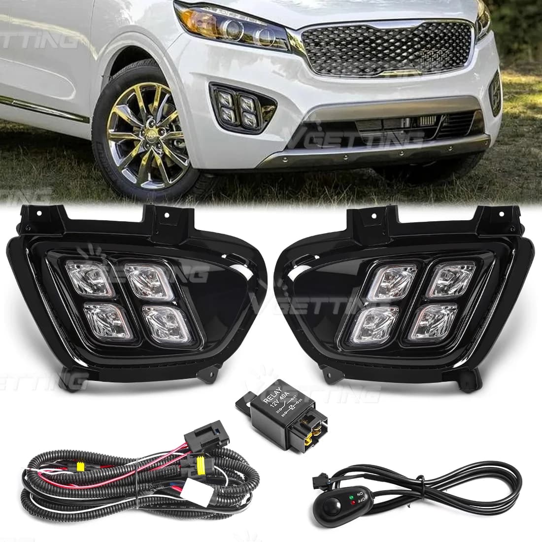For KIA Sorento 2015 2016 2017 LED Fendinebbia Auto DRL Daylights US Asia Type Front bumper Headlights Accessories Auto