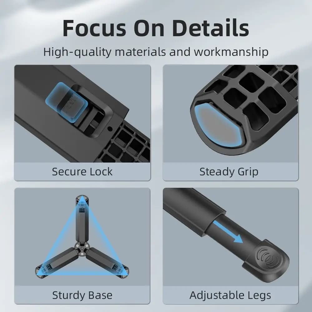 Mini Treppiede Estensibile Resistente con Vite da 1/4, Supporto Video Stabile con Impugnatura per DJI Osmo Pocket 3/Insta360 X5/X4