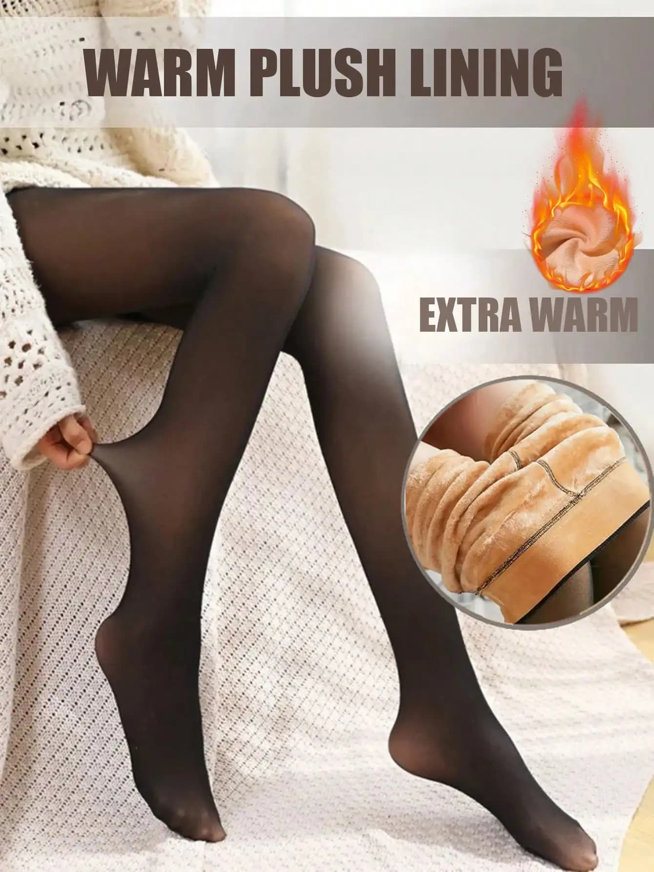 Collant in velluto spesso con materiale elastico caldo Collant invernale a vita alta con figura sexy naturale Design trasparente nero