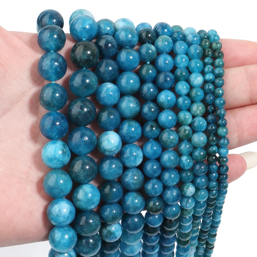 1 filo 4/6/8/10/12mm colore blu perline di pietra di apatite perline di pietra naturale per creazione di gioielli accessori braccialetto collana fai da te