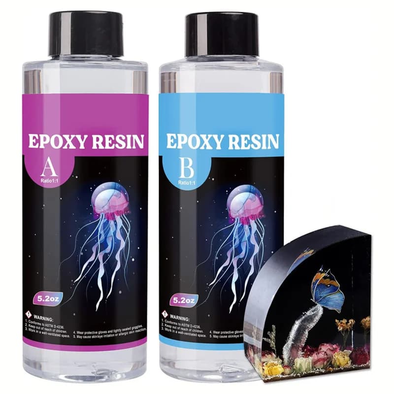 Epoxy Resin Kit 10.4oz/17.6oz Crystal Clear Self-leveling Easy To Mix 1:1 Epoxy Resin For Coating Jewelry Making Handcrafting