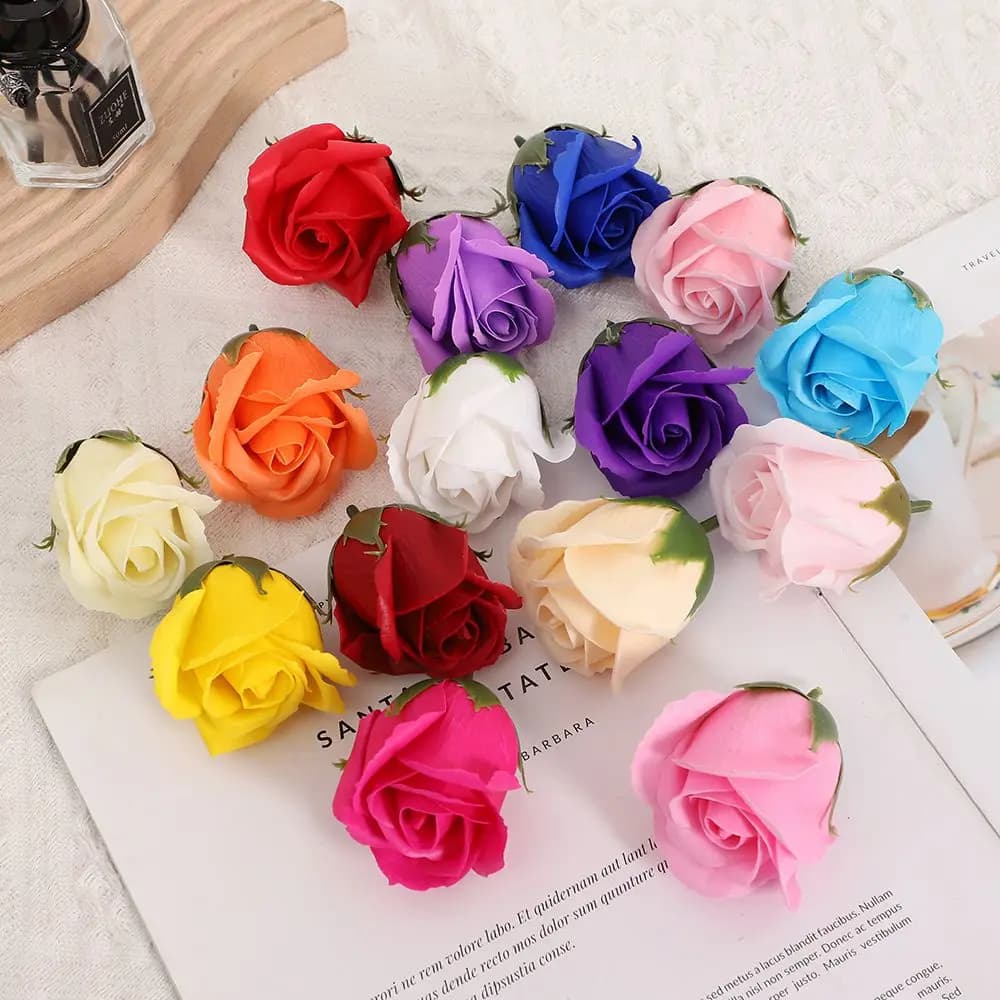 10pcs/20pcs Soap Roses Flowers Wedding Wall Home Garden Wreath Decor Holiday Party Diy Gift Box Bride Bouquet Wrist Flower Parts