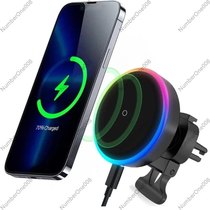 Magnetic Wireless Car Charger with Cooling Fan, Vent Mount Fast Charging, For IPhone 13/12/14/15