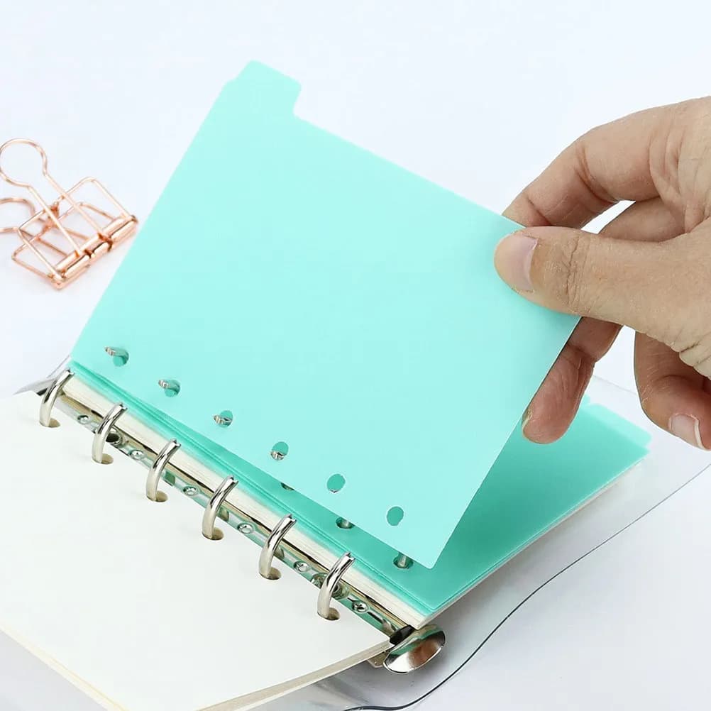 6 Divisori per Quaderno A7 in Plastica PP Resistente, Separatori per Note, Documenti, Budget e Diari