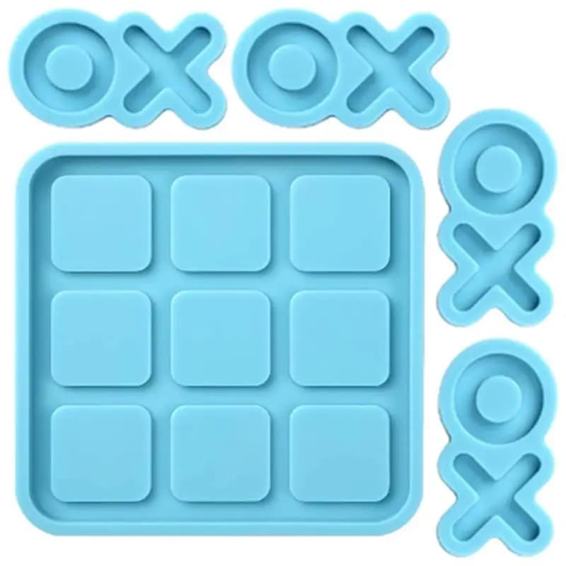 Stampi tabellone da gioco scacchi resina punta in Silicone pezzi da tavolo Casting scacchiera fai da te fondente marmellata di cioccolato torta di caramelle epossidica O X Set