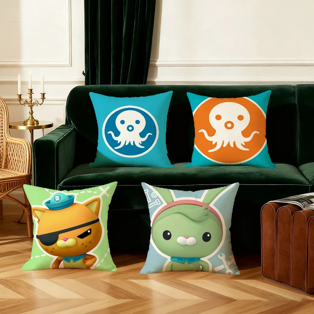 B-blue cute O-octonauts cushion cover Bedroom Sofa Decorative home Car portable Cushion Cover With Zipper Soft pillowcase