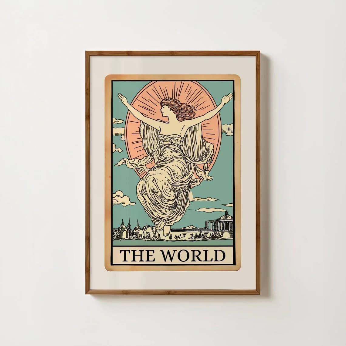 Stampa di Carte dei Tarocchi Mondiali, Arte Spirituale, Stampe di Tarocchi Sole e Luna, Poster Divino Femminile, Pittura Mistica, Arte Murale Strega, Meditazione