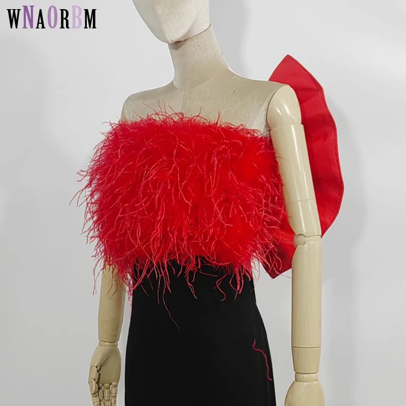 New bra underwear large bow design on the back, made of 100% natural ostrich feathers, suitable for wedding parties, length 25cm