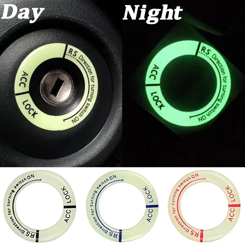 Adesivi portachiavi accensione auto luminosi notturni Pulsante di avvio moto universale per auto Decalcomanie 3D Proteggi la decorazione Cerchio fluorescente