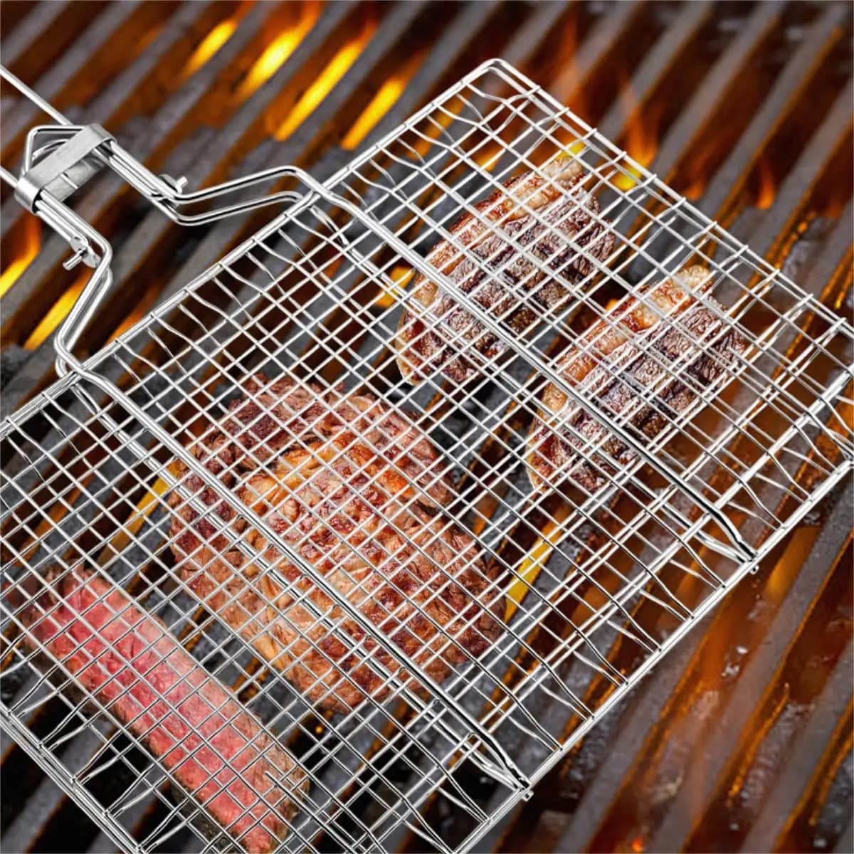 Stainless Steel Foldable Barbecue Grill Detachable Portable Bbq Grill Net Fish Grilling Net Vegetable Rack Barbecue Tools
