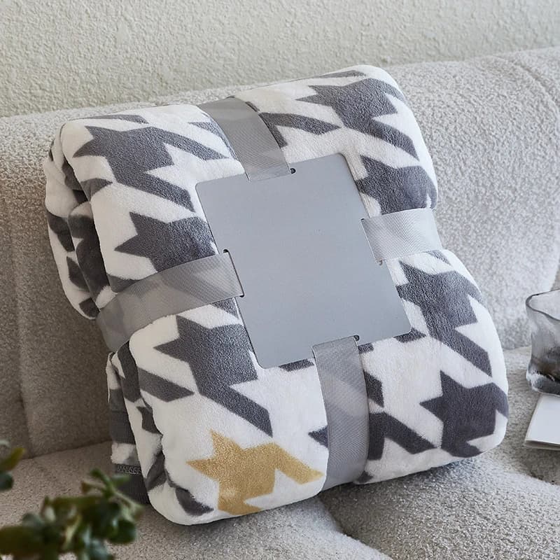 Coperta spessa Thow Coperta in pile di flanella stampata reattiva in stile geometrico per letti Singoli/Queen/King Plaid in peluche Divano letto scozzese