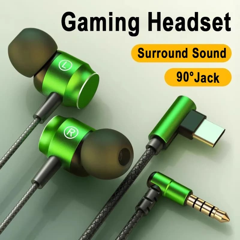 For galaxy 90 ° Wired gaming headphones with jack HiFi surround sound with microphone 3.5 mm type C music headphones for Samsung S24 23 iPhone 15