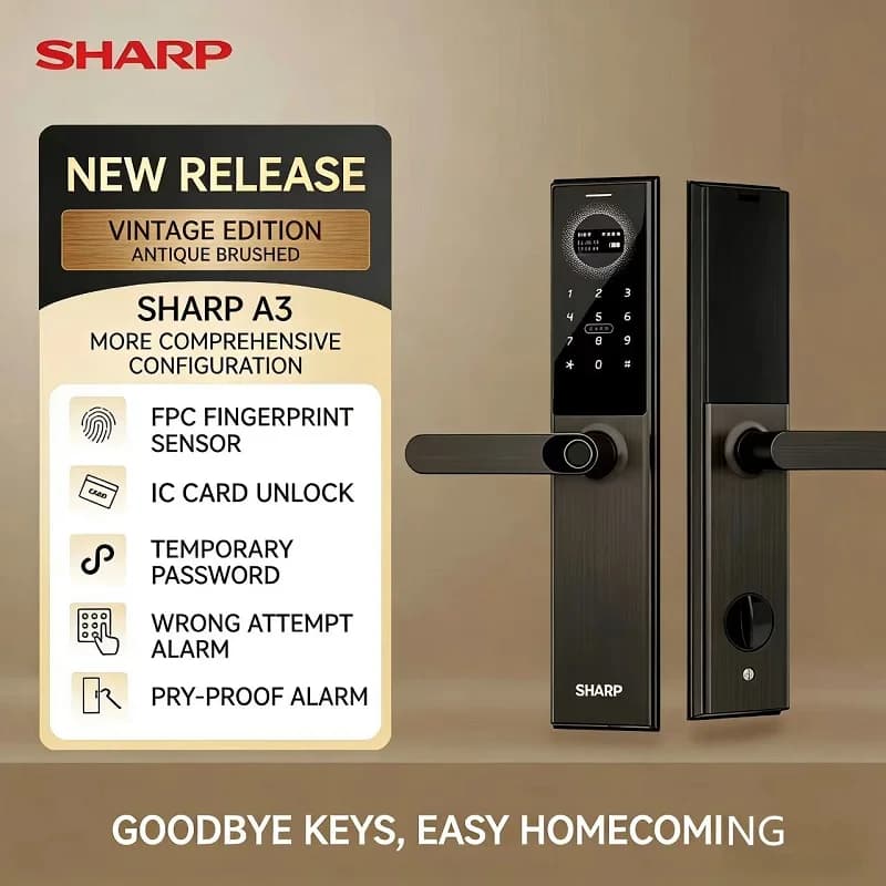 Serratura Elettronica Intelligente Sharp A3 con Impronta Digitale Senza Chiave per Sicurezza Domestica