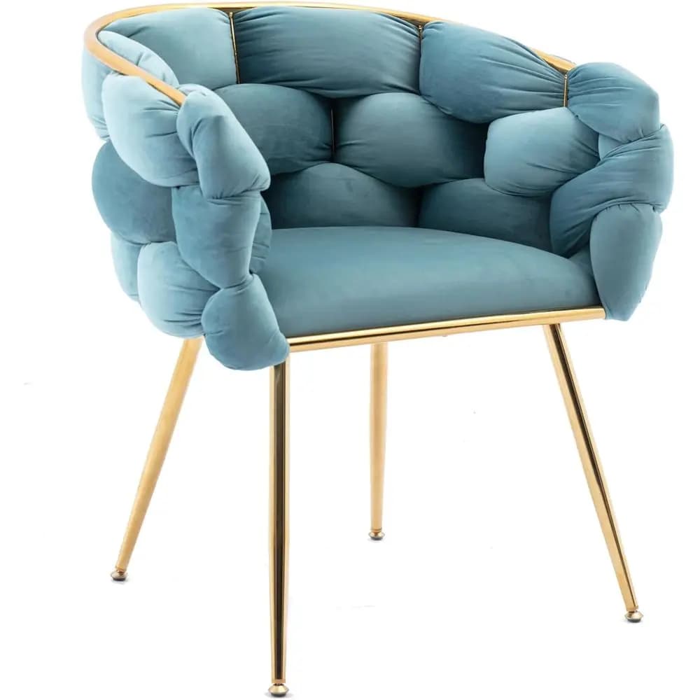 Elegante Sedia Imbottita con Braccioli e Gambe in Metallo, Ideale per Ufficio Domestico, Camera da Letto, Soggiorno e Sala da Pranzo