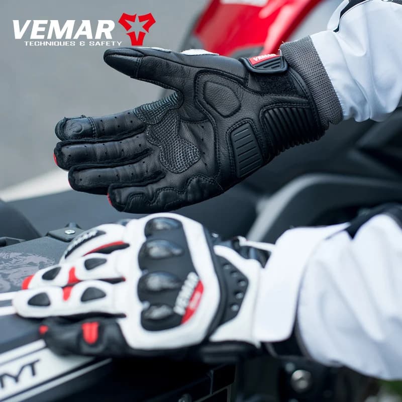 Guanti da moto in pelle con dita intere Guanti touchscreen da equitazione antiscivolo con protezione anticollisione universale per uomo e donna