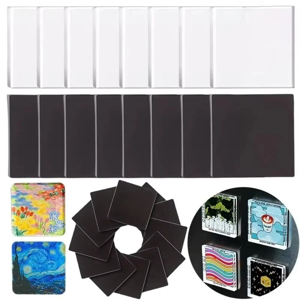 10 pz. Nuovo Kit Magneti Trasparenti Fai-da-te per Frigorifero, Magneti Fotografici Fatti a Mano in Acrilico, Piastrelle Magnetiche per Esposizione Casa e Ufficio