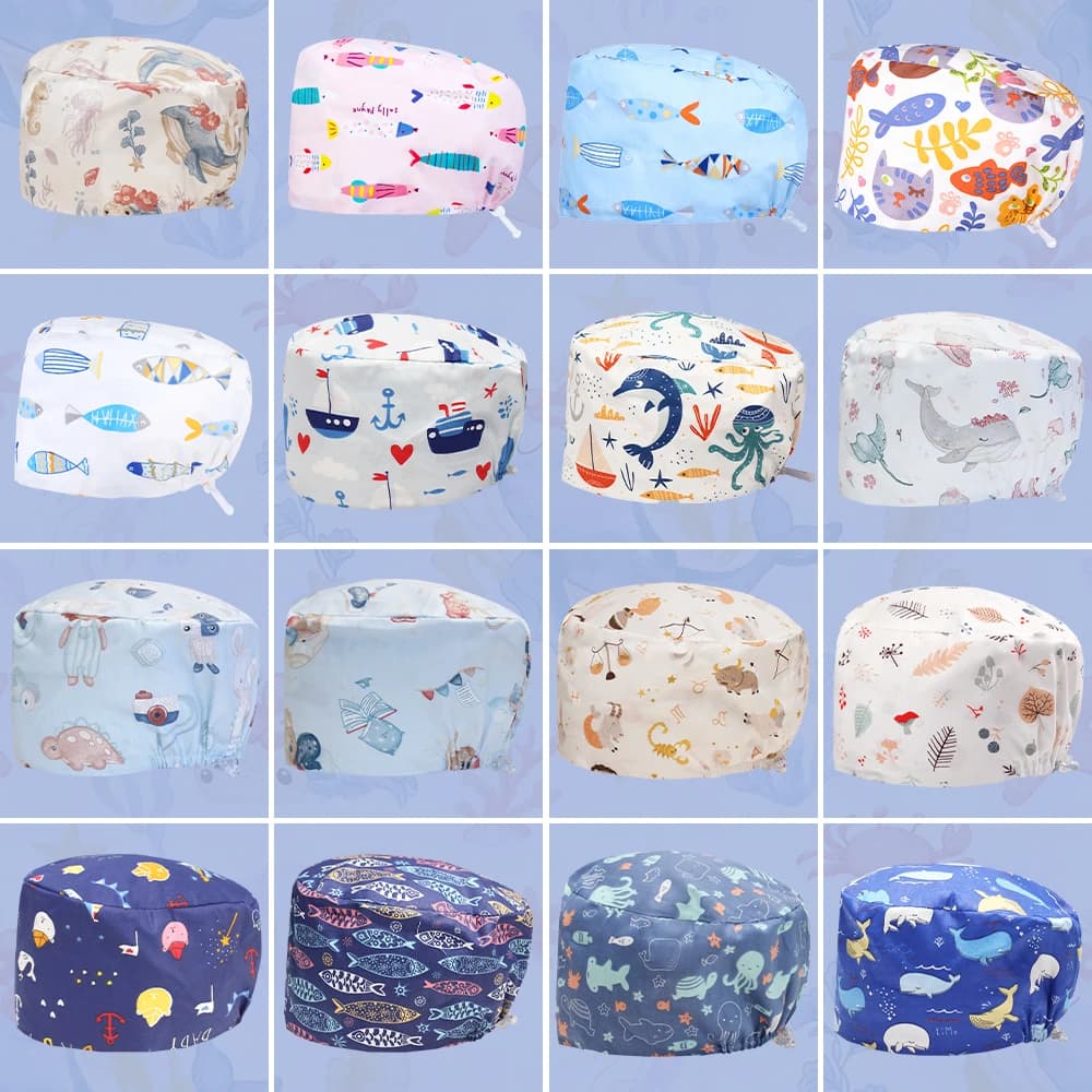 Berretto Scrub modello balena Capelli corti Cappelli da lavoro per donna Traspirante Morbido Pet Clinica Dentista Berretti infermieristici K1030