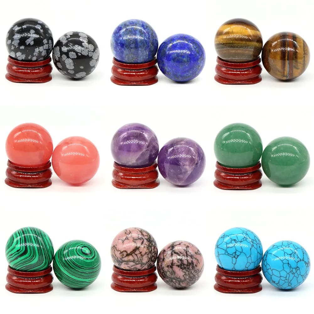 25mm Sfera di cristallo Pietre naturali Pietre preziose curative Ametista Quarzo Sfera Meditazione energetica Globo Palline da massaggio Decorazioni per la casa Regali