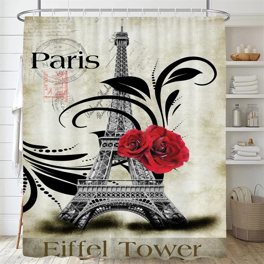 London Paris Scenic Parigi Tower Tende stampate per bagno Tenda da doccia Accessori divisori Tenda da bagno Casa