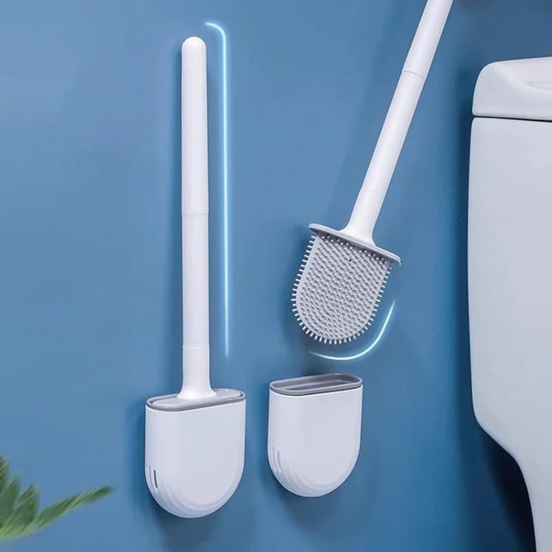 Slope for wall-mounted toilet with support Silicone toilet brush with long handle Soft bristles Toilet cleaning brush Bathroom accessories