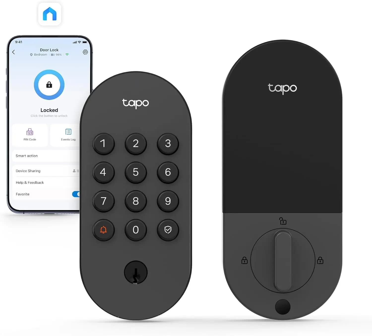 Serratura Intelligente Wi-Fi con Pulsanti Senza Chiave, Monitoraggio App, Chiusura Automatica, Resistente alle Intemperie Grado 3 BHMA per Porte Standard