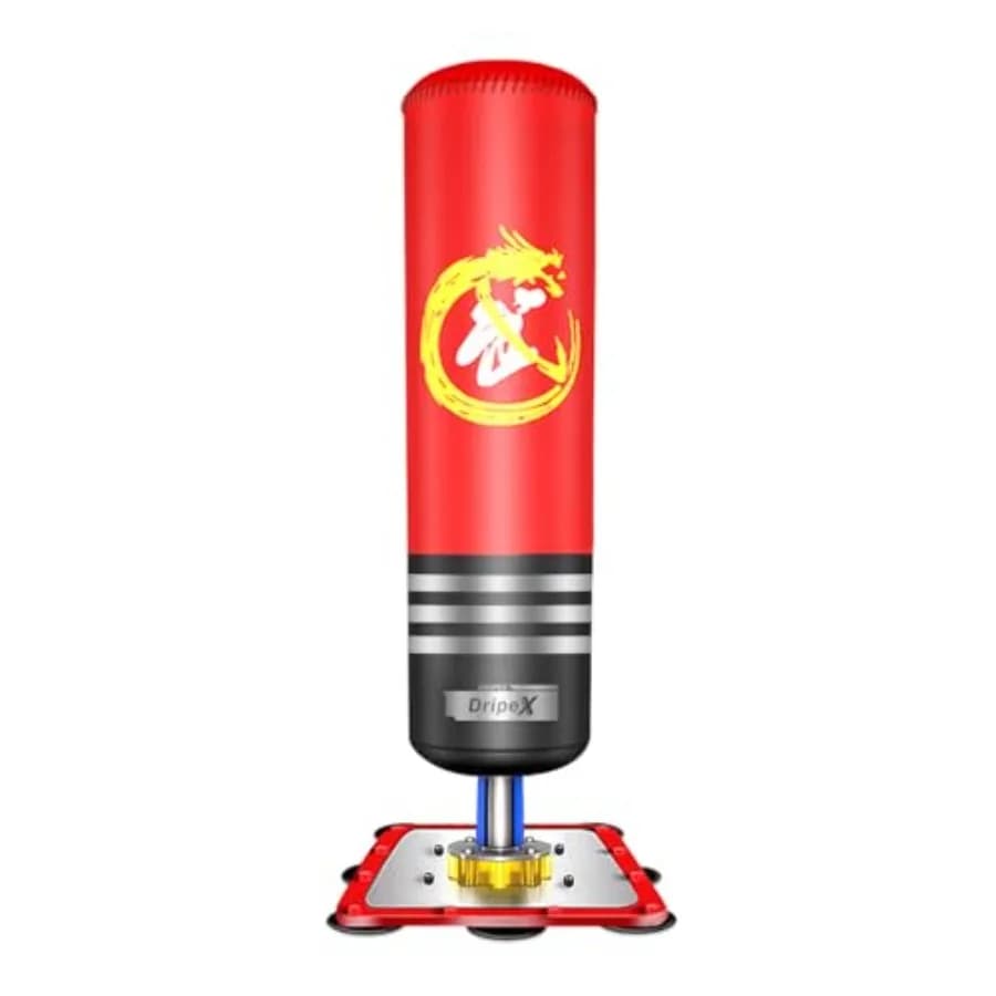 Boxing Bag 47 Poles, Heavy Duty Bag with Steel Base and Boxing Suction Cup, Kickboxing, Karate, Taekwondo at Home
