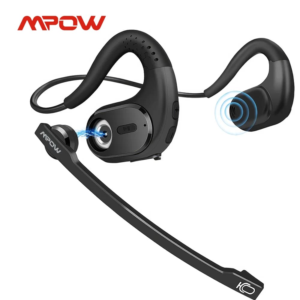 Auricolari Bluetooth 5.3 Mpow G9 con microfono rimovibile con cancellazione del rumore Cuffie da lavoro vivavoce a orecchio aperto Guida in ufficio