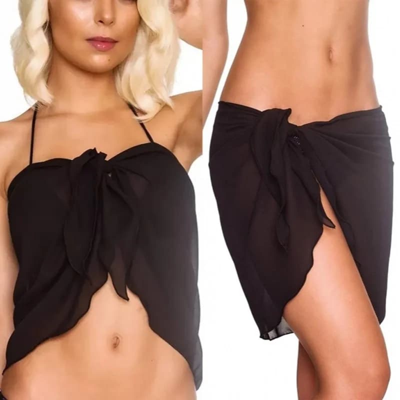 Summer Women Short Sarongs Swimsuit Coverups Beach Bikini Wrap Sheer Short Skirt Chiffon Hip Waist Scarf Cover Ups for Swimwear