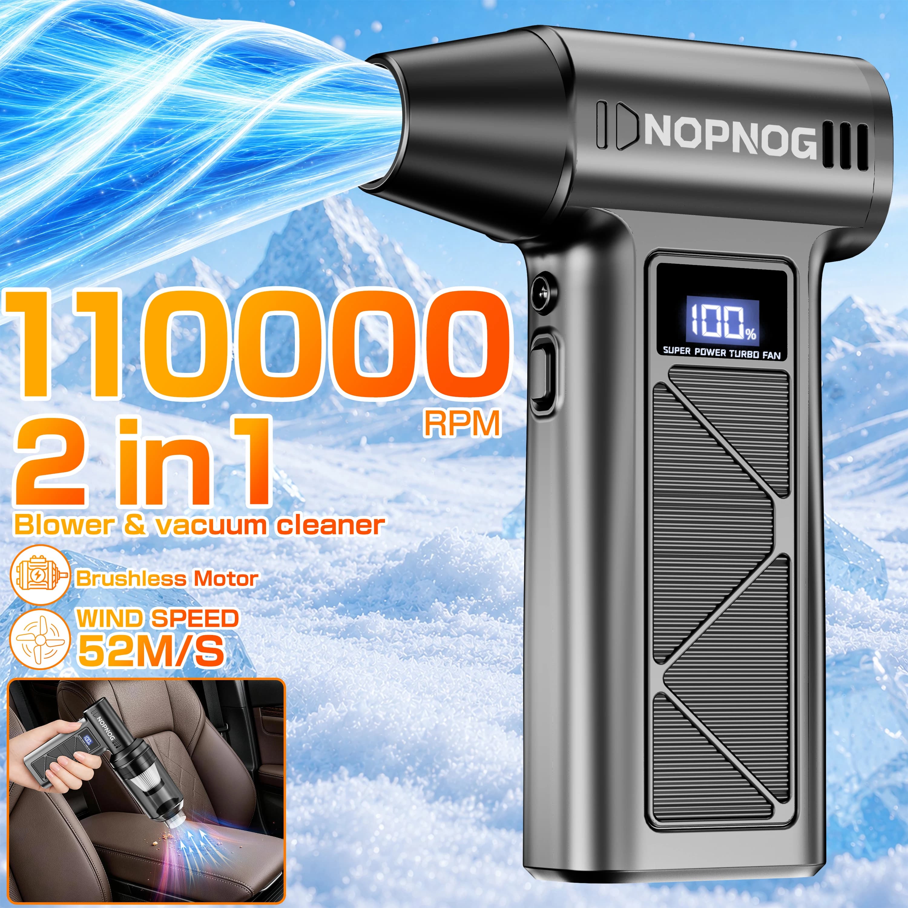 Blower Turbo Fan Car Vacuum Cleaner Cleaning Blowing Tools Violent Jet Fan Blow and Suction 2 in 1 Portable Auto Dust Collector