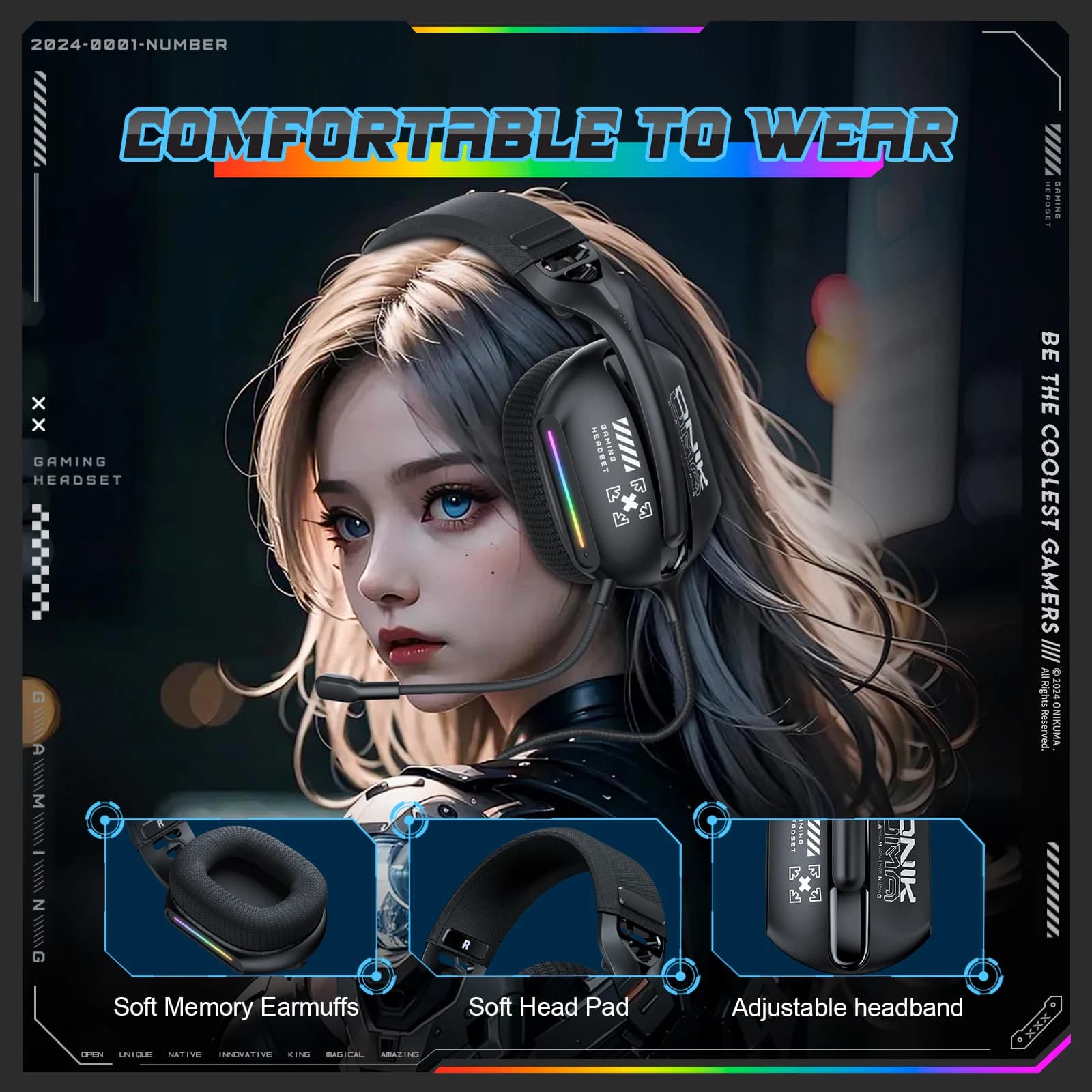 ONIKUMA X12 PS4 PS5 over-ear headphones for PC with surround sound 3.5 mm wired headphones for mobile laptop